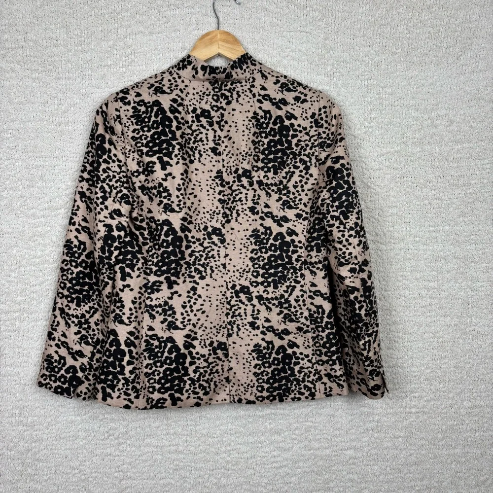 J. Crew Blazer Womens 0‎ Ashen Black Leopard Print Going Out Blazer Linen Blend